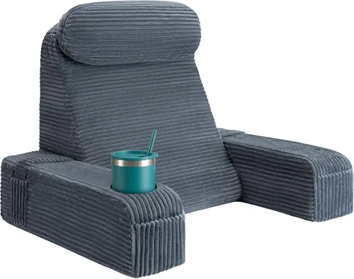 Vista 22 de Almohada de lectura para adultos, almohada de espalda para sentarse en la cama, almohada de respaldo para sentarse en la cama, brazos desmontables