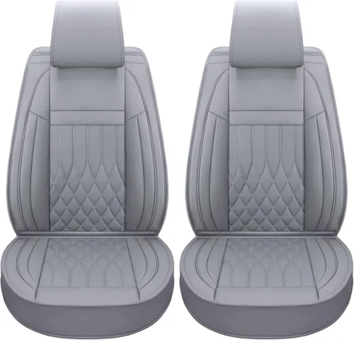 Vista 14 de Aierxuan 2 piezas de fundas de asiento de automóvil delanteras con cuero impermeable, compatible con bolsa de aire, funda acolchada para vehículos