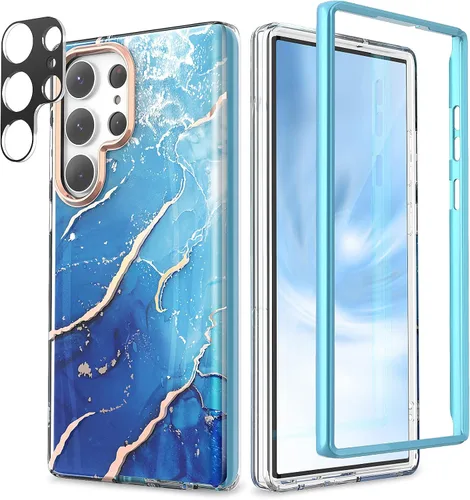 Vista 8 de Funda para Samsung Galaxy S23 Ultra con parachoques [sin protector de pantalla] + protector de cámara, TPU a prueba de golpes, protección de 360°