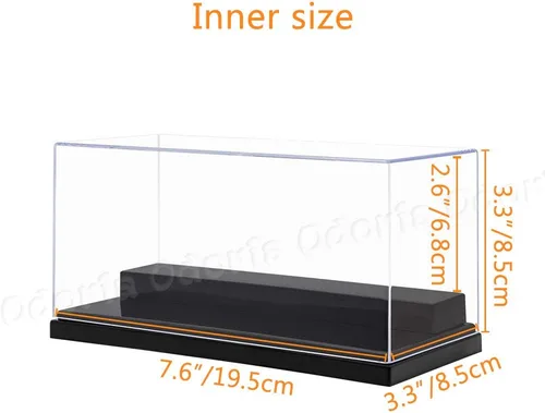 Vista 4 de Odoria Caja de acrílico transparente de la caja de presentación 7,8" exhibición larga de la figura del coche 2 pasos a prueba de polvo