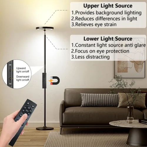 Vista 3 de Keepsmile Lámpara de pie de iluminación doble cara LED con aplicación inteligente 36W/2600LM lámpara de pie alta brillante RGB lámpara de pie