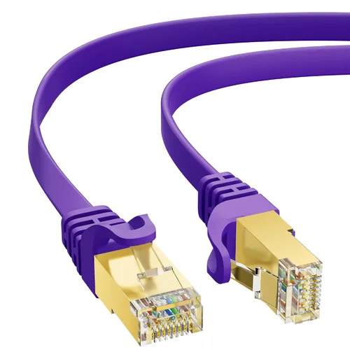 Vista 44 de Cable Ethernet Cat 7 de 0.6 pies, cable de Internet de alta velocidad de 10 Gbps, blindado SFTP, cobre puro OFC, cable de red LAN RJ45 CAT7