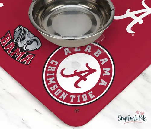 Vista 3 de Alabama Crimson Tide - Tapete con licencia oficial de alimentos y agua para perros y gatos, 18 x 29 pulgadas, antideslizante, resistente al agua