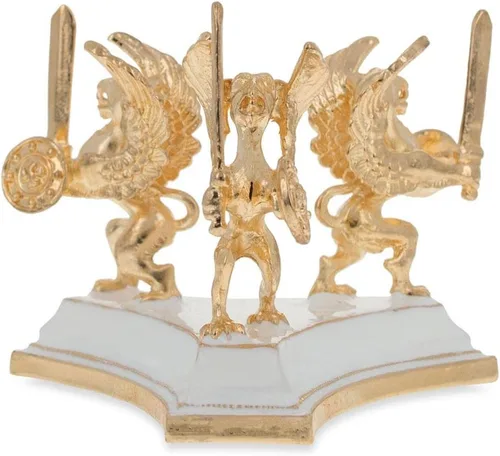 Vista 3 de BestPysanky Soporte para huevo de metal en tono dorado imperial