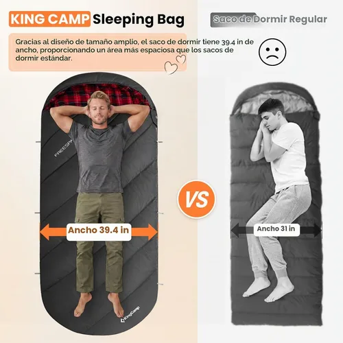 Vista 3 de KingCamp Sleeping Bag for Adults Big & Tall 100% Flannel Sleeping Bag