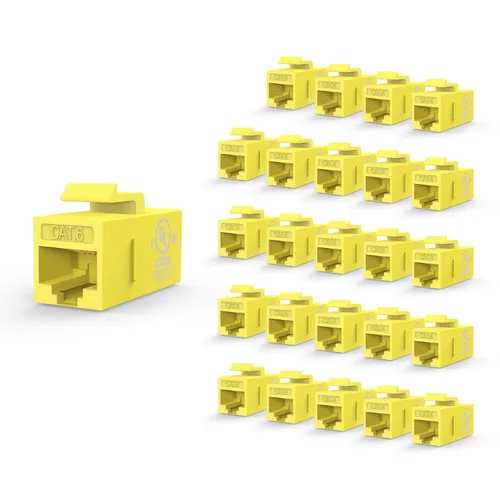 Vista 8 de VCE Acoplador Keystone CAT6 con certificación UL, paquete de 25 unidades, acoplador Ethernet hembra a hembra, acoplador RJ45 para CAT6/CAT5e/CAT5