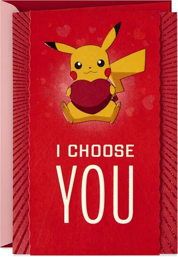 Vista 2 de Hallmark Pokémon Anniversary Card, Love Card (Pikachu, I Choose You) & Nintendo Super Mario Valentine's Day Card for Husband, Wife, Boyfriend