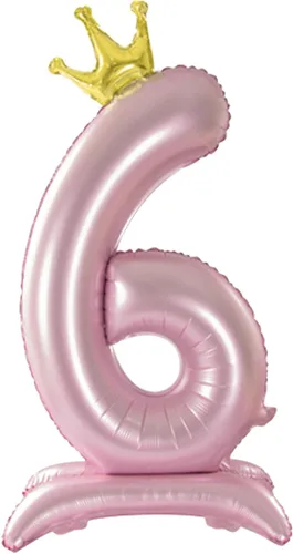 Vista 12 de Globo con Corona Rosa Número 1 de Tellpet con Base para Decoración de Fiesta de Primer Cumpleaños de Niñas
