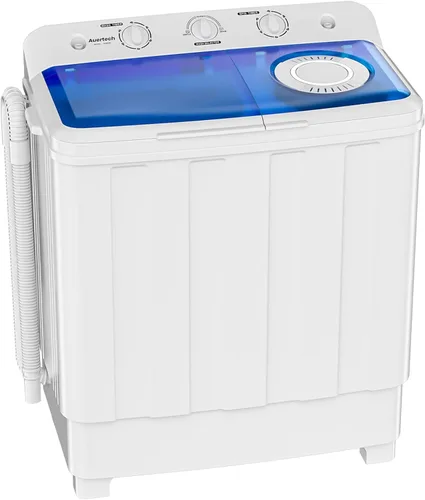 Vista 7 de Lavadora portátil de 20 libras, lavadora compacta de doble tina mini con bomba de drenaje, semiautomática, lavadora de 12 libras y centrifugadora
