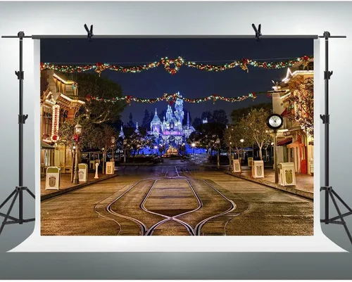 Vista 3 de BJMYMT95 - Telón de fondo para patio de juegos infantil para decoración de fiesta de cumpleaños, parque de atracciones para niños, vista nocturna