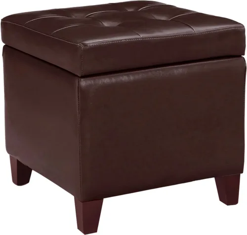 Vista 17 de Homebeez Taburete otomano de almacenamiento de piel sintética con tapa abatible (negro)