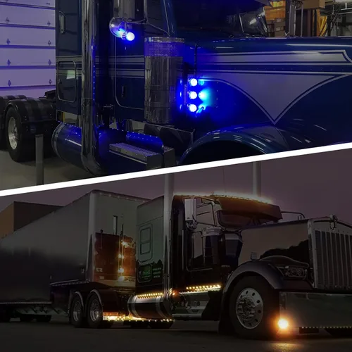 Vista 6 de Partsam 1 luz de sandía de doble revolución, ámbar 17 luces LED intermitente/marcador a luz auxiliar azul, luces subterráneas compatibles con ámbar