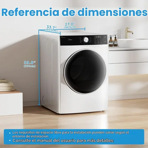 Vista 8 de Midea MLE45N1AWW Secador eléctrico de carga frontal a juego 8.0 pies