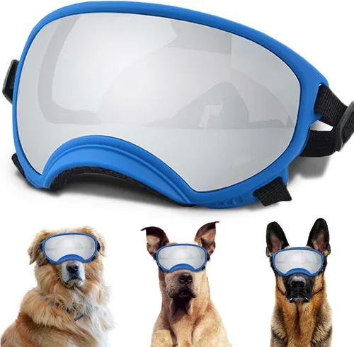 Vista 28 de Gafas de sol para perros medianos con correa ajustable, protección UV, gafas de sol para cachorros a prueba de viento, adecuadas para mascotas