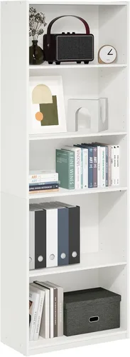 Vista 23 de Furinno GEHRY - Estantería para libros, 5 niveles, con estantes ajustables, 11.6 x 24.8 x 71.4 pulgadas, para oficina en casa, sala de estar, roble