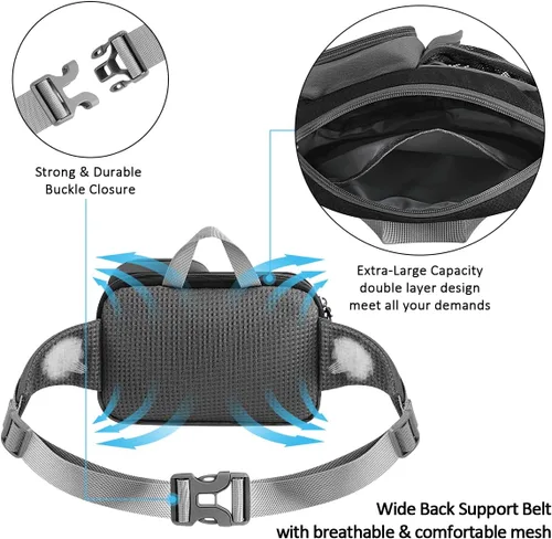 Vista 4 de ETACCU Correa para perros manos libres con bolsillo para teléfono, soporte para botella de agua - Cinturón ajustable de 19-38 pulgadas Correa
