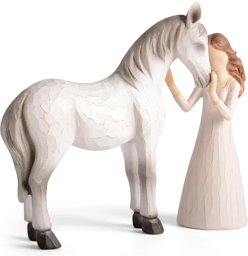 Vista 8 de Regalos de Caballos para Niñas y Mujeres - Figurita de Niña Abrazando Caballos, Regalos para Amantes de los Caballos, Mujeres, Caballos de Resina