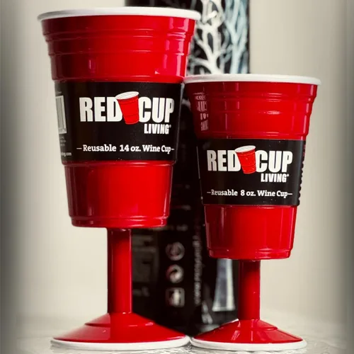 Vista 8 de Copa de vino de plástico rojo reutilizable de 8 onzas, copa de vino perfecta para fiestas al aire libre, bodas, picnics, apilable, reutilizable, sin