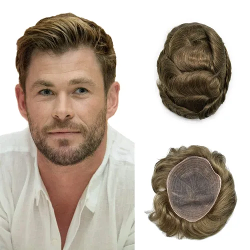 Vista 137 de PUNRU HAIR Completo Swiss Lace Toupee para hombres Sistema de cabello humano real Sistema de reemplazo de cabello humano para hombre Toupee