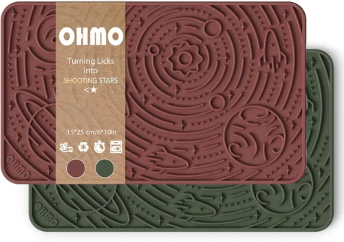 Vista 9 de OHMO Alfombrilla para lamer perros y gatos, patrón espacial, 6 x 10 fresno+beige