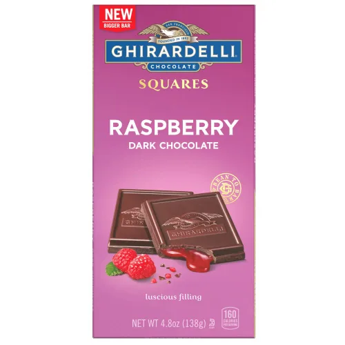 Vista 13 de GHIRARDELLI Barra cuadrada de chocolate amargo frambuesa, barra de 4.8 onzas (paquete de 10)
