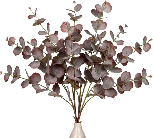 Vista 10 de GnFlus 5 tallos artificiales de eucalipto de otoño, hojas de eucalipto, ramas de hojas de otoño, decoraciones de otoño con hojas de otoño de espuma