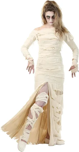Vista 7 de Disfraz de momia de longitud completa para mujer, vestido de momia vendado, para adultos
