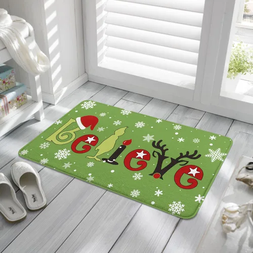 Vista 7 de Belive - Alfombra de baño de Navidad para niños, antideslizante, absorbente, lavable, decoración de baño, alfombra de entrada para ducha y bañera