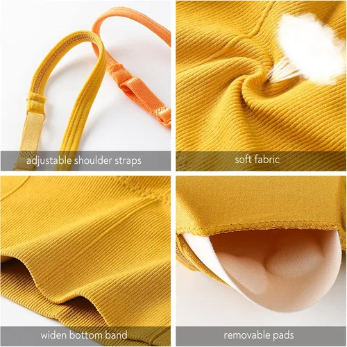 Vista 5 de Eleplus Brasier cómodo para dormir de 4 piezas para mujer, brasier sin varillas, acolchado, paquete de 4