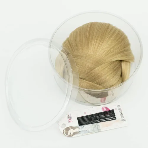 Vista 5 de IMISSU Cubierta de pelo trenzado con moño, piezas de cabello en forma de dona, coleteros para cabello con clips de peluca, recogida y recogida