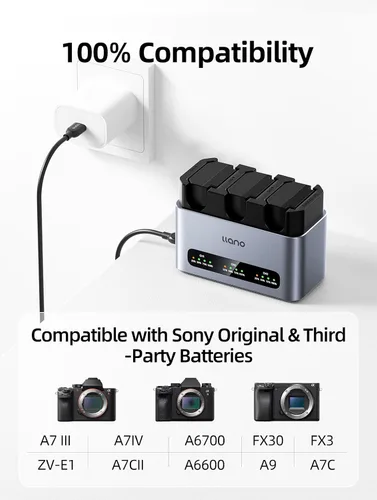 Vista 3 de llano - Batería NP-FZ100 de 2400 mAH, paquete de 3 y cargador rápido de 30