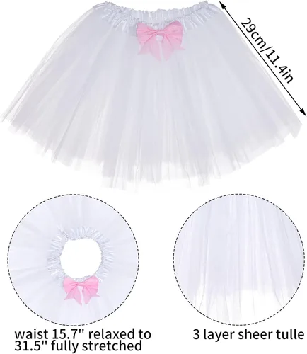Vista 4 de Jmkcoz Disfraz de animal para niños, diadema de orejas de oveja blanca, lazo y cola, accesorios de tutú para Halloween, fiesta de cosplay