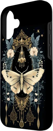 Vista 2 de iPhone 16 Celestial Moth Witchy Butterfly Botanical Moon Boho Flowers Case
