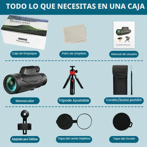 Vista 7 de Telescopio monocular HD 10x42 para adultos - Trípode y Prisma BAK-4, lente FMC, IPX7 impermeable, compacto para observación de aves, observación