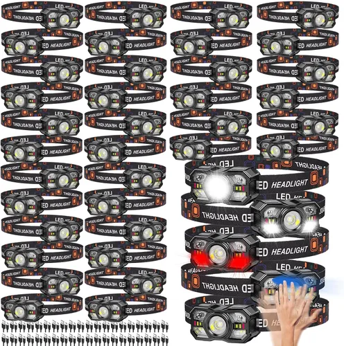 Vista 9 de KunHe Paquete de 10 faros delanteros LED recargables con sensor de movimiento, 10 modos para equipo de campamento al aire libre, senderismo, pesca