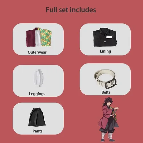 Vista 3 de Demon Slayer - Conjunto de cosplay de anime para cosplay disfraz de kimono para adultos niños y pelucas una variedad de estilos para elegir