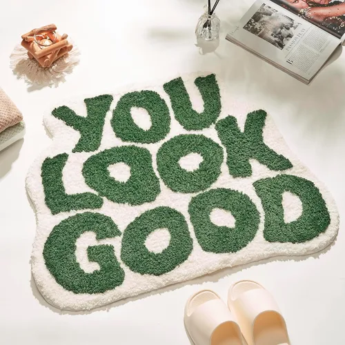 Vista 8 de 𝗟𝗮𝗿𝗴𝗲 𝟮𝟰" x 𝟯𝟭" Alfombra de Baño "You Look Good" Linda Alfombra de Baño Lindas Alfombras de Baño Divertidas Alfombras de Baño Divertidas Decoración