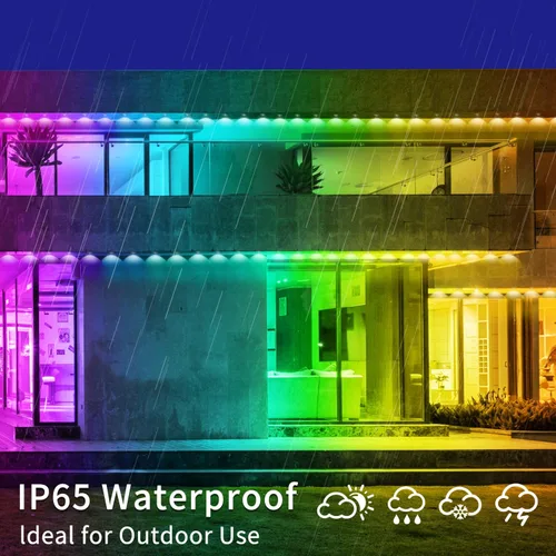 Vista 4 de Luz permanente para exteriores de 100 pies, luces RGB inteligentes para exteriores con aplicación y control remoto, sincronización de música
