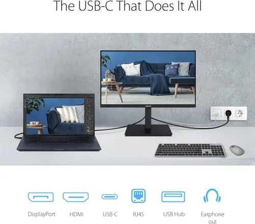 Vista 7 de ASUS Monitor de acoplamiento 1080P de 23.8 pulgadas (VA24ECPSN) - Full HD, IPS, 75Hz, sincronización adaptativa, altavoces, cuidado de los ojos, luz