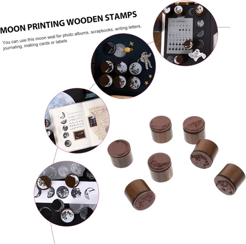 Vista 6 de 7pcs Scrapbook fases de fabricación redonda de tinta de arte diseñado para álbumes de recortes, diario de moda, letras decorativas y para luna