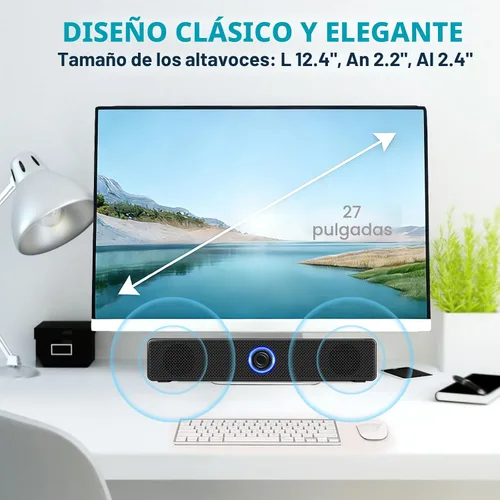 Vista 5 de Altavoces para Computadora, Altavoces de PC Alimentados por USB, Altavoces Estéreo de Escritorio con Cable con Enchufe de Audio de 3.5mm