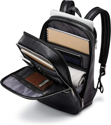 Vista 5 de Samsonite Mochila delgada clásica de cuero, Negro -, Mochila delgada clásica de cuero