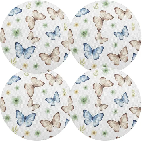 Vista 2 de Watercolor Butterflies Blue Place Mats, Non Slip Washable Plate Mat for Kitchen Table one sizex1
