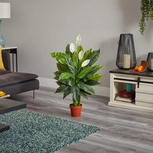 Vista 7 de Nearly Natural Planta artificial Spathiphyllum Peace Lily Real Touch de 42
