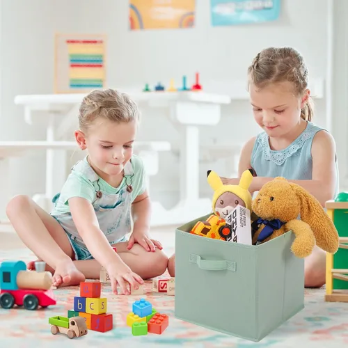 Vista 5 de Stero - Contenedores de tela para almacenamiento de 13x13x13 pulgadas, paquete de 6 cubos de almacenamiento de colores divertidos con asas, cestas