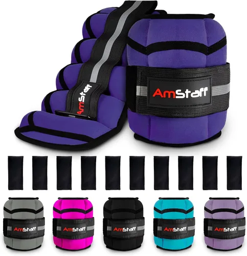 Vista 10 de AmStaff Fitness Pesas de tobillo ajustables, 1 par de correas de peso de piernas de 2, 4, 6, 8, 10 libras para entrenamiento de fuerza, caminar