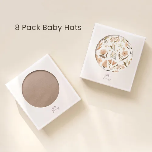 Vista 4 de Konssy Paquete de 8 gorros para bebé recién nacido, gorros suaves para bebés y niñas de 0 a 6 meses
