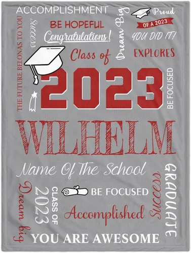 Vista 15 de Manta de graduación personalizada, regalos de graduación 2023, clase de graduación de 2023 con nombre de la universidad, manta de regalo