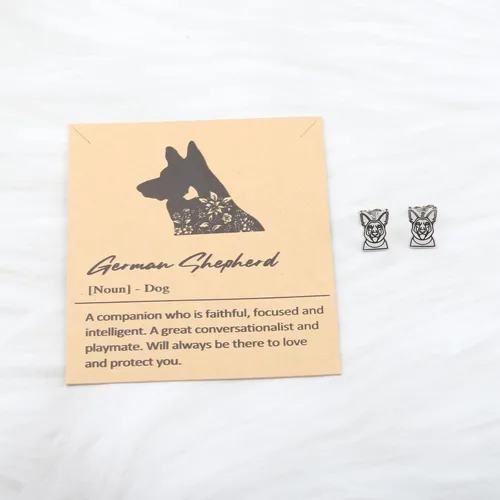 Vista 7 de Lywjyb Birdgot Aretes de pastor alemán con diseño de pastor alemán, regalo para hija