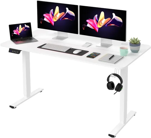 Vista 8 de Estación de trabajo de computadora de altura ajustable, escritorio eléctrico de pie para sentarse, mesa de computadora que se eleva hacia arriba